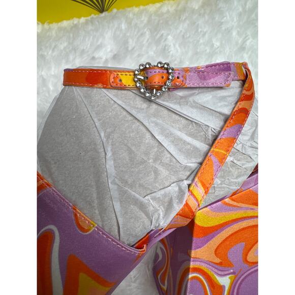 NWT Circus NY Sam Edelman Miranda Jewel Orange Multi Platform Heels 8.5 - Picture 13 of 15